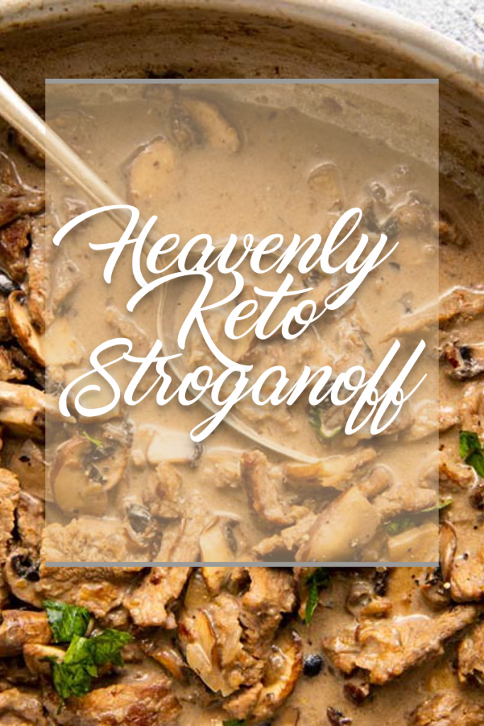 Heavenly Keto Stroganoff being stirred in a pan