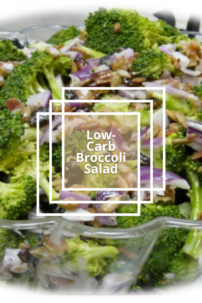 Keto Broccoli Salad in a glass bowl