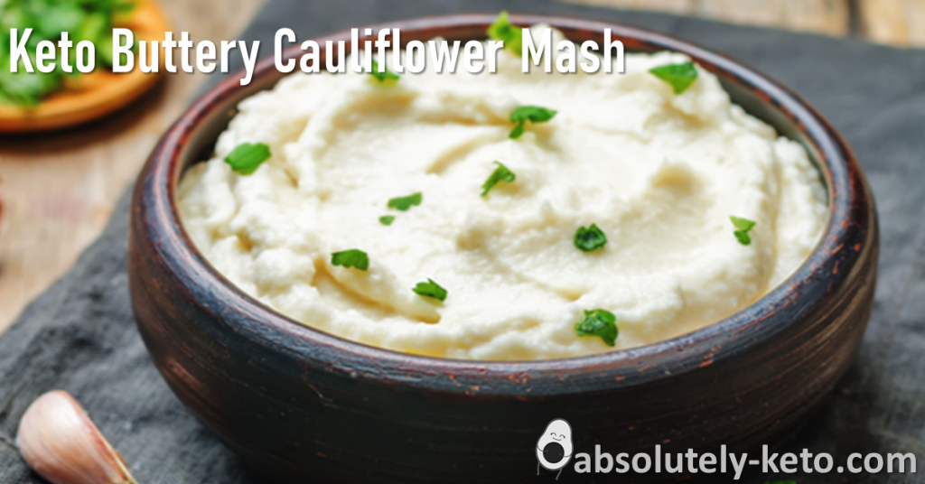 Creamy Keto Cauliflower Mash in a brown bowl