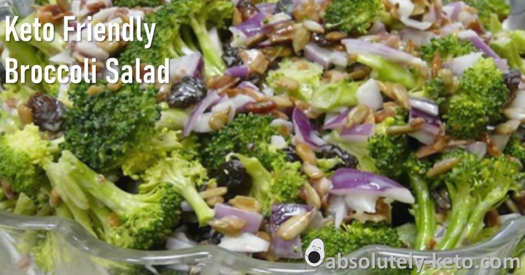 Keto Broccoli Salad in aa clear glass bowl