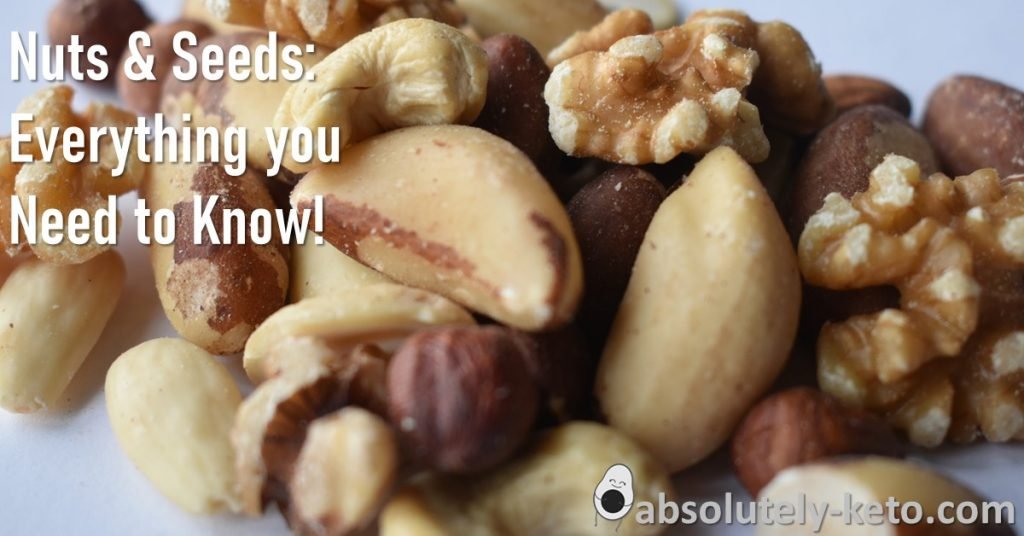 Can I eat nuts on keto? written in white against a background of nuts