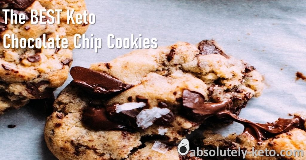 The best keto chocolate chip cookies on a plate broken up