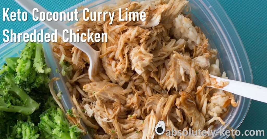 coconut curry lime shredded chicken served with broccoli in a bowl