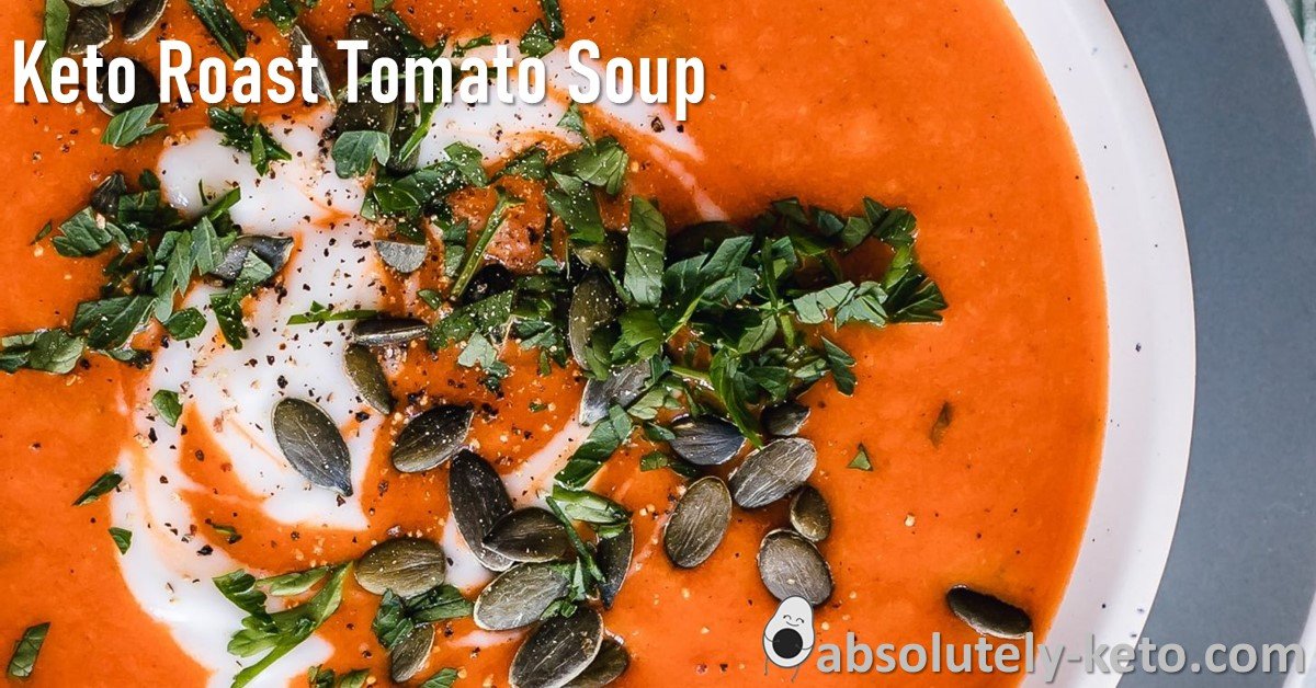 Keto Roasted Tomato Soup in a white bowl