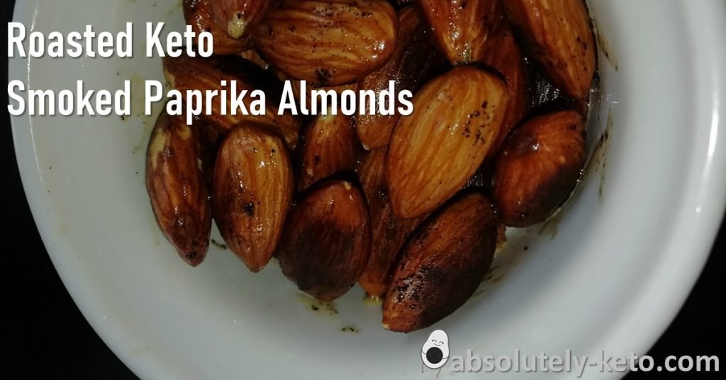 Keto Smoked Paprika Almonds in a white bowl