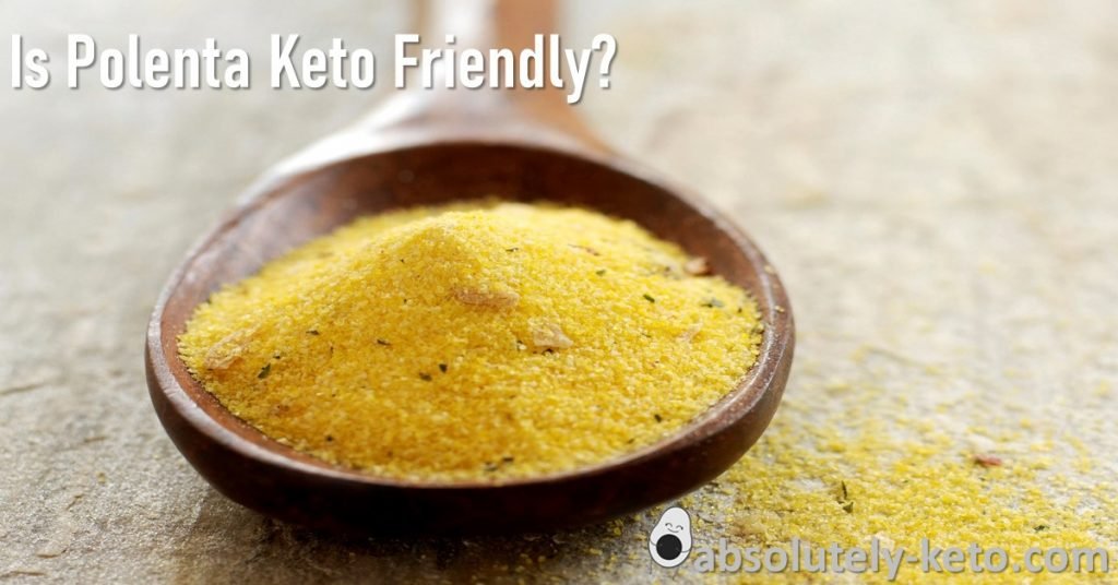 Polent on a spoon with the titile, 'Is Polenta Keto Friendly?'