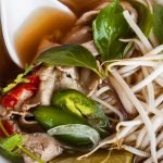 bowl of keto pho with bean sprouts